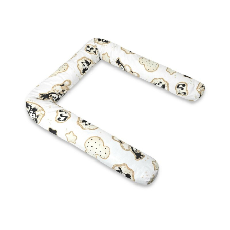 Patuturi din lemn - Aparatoare pentru patut, Qmini, Tip rulou, Cu husa detasabila, Lungime 180 cm, Din bumbac certificat Oeko Tex Standard 100, Mickey Mouse