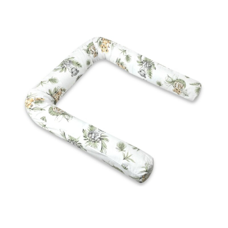 Patuturi din lemn - Aparatoare pentru patut, Qmini, Tip rulou, Cu husa detasabila, Lungime 180 cm, Din bumbac certificat Oeko Tex Standard 100, Safari