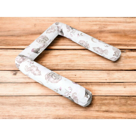 Aparatoare pentru patut, Qmini, Tip rulou, Cu husa detasabila, Lungime 180 cm, Din bumbac certificat Oeko Tex Standard 100, Teddy Bear and Friends Pink [2]