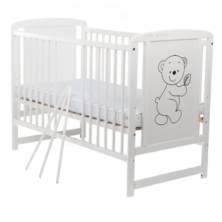 Patut din lemn pin+mdf alb, 120x60 cm cu saltea de 10 cm reglabila pe 3 nivele [3]