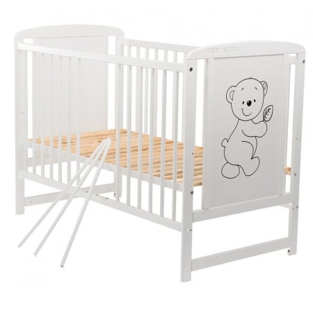 Patut din lemn pin+mdf alb, 120x60 cm cu saltea de 10 cm reglabila pe 3 nivele [4]
