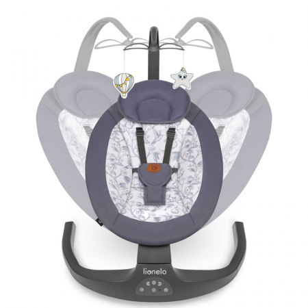 Balansoar si sezlong, Lionelo, Ralf, 2 in 1, Electric, Cu telecomanda si cablu USB, Cu miscare laterala de balansare si 5 niveluri diferite de viteza, Cu 12 melodii, Gri/Alb [2]