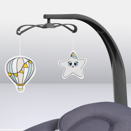 Balansoar si sezlong, Lionelo, Ralf, 2 in 1, Electric, Cu telecomanda si cablu USB, Cu miscare laterala de balansare si 5 niveluri diferite de viteza, Cu 12 melodii, Gri/Alb [26]