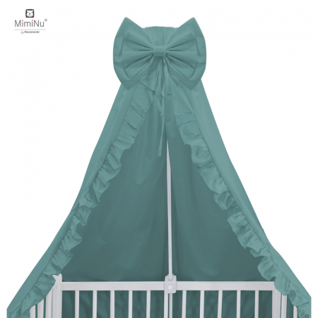 Lenjerii, baldachine, aparatoare - Baldachin pentru patut, cu funda si volanas, 210x145 cm, Material certificat Oeko Tex Standard 100, Colectia Royal, Nepal Green