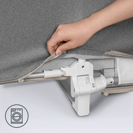 Bariera de protectie pentru pat, Lionelo, Lora XL, Pliabila, Sistem de blocare StandSafe, Geanta de transport inclusa, 150x46 cm, Conform cu BS 7972:2001+A1:2009, Gri [19]