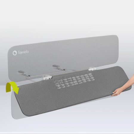 Bariera de protectie pentru pat, Lionelo, Lora XL, Pliabila, Sistem de blocare StandSafe, Geanta de transport inclusa, 150x46 cm, Conform cu BS 7972:2001+A1:2009, Gri [16]