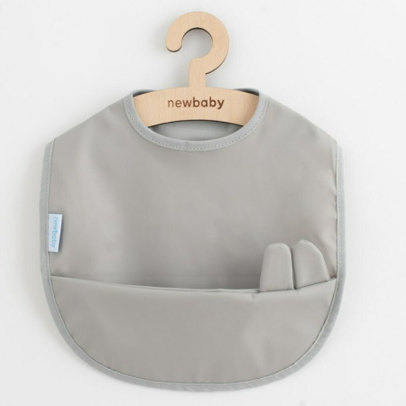 Bavetici si accesorii - Baveta lavabila, New Baby, 35x45 cm, Grey