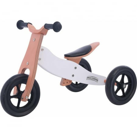 Biciclete copii & Accesorii - Bicicleta/tricicleta fara pedale din lemn, 2 in 1, Functie de bicicleta echilibru, Sa reglabila, Manere antiderapante, Roti ajustabile, 18 luni – 3 ani, Free2Move, Brown White