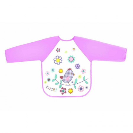 Bavetici si accesorii - Bocioland - Baveta impermeabila, Cu maneci lungi, Dimensiune 40x35 cm, Bird