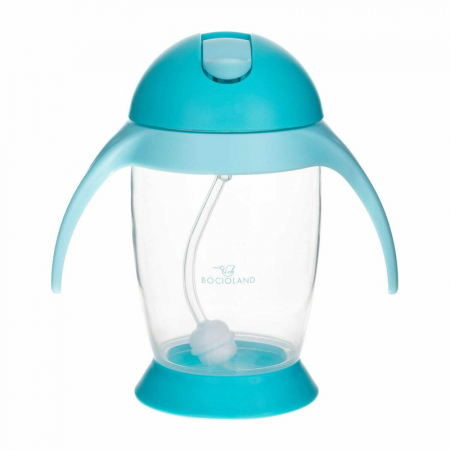 Bocioland - Cana de apa cu pai si manere, 300 ml, 6 luni+, Blue [1]