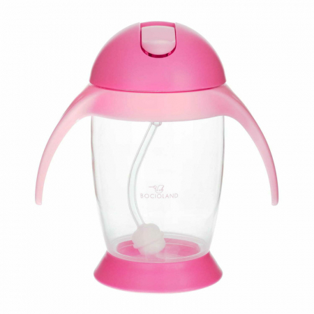 Bocioland - Cana de apa cu pai si manere, 300 ml, 6 luni+, Pink [1]