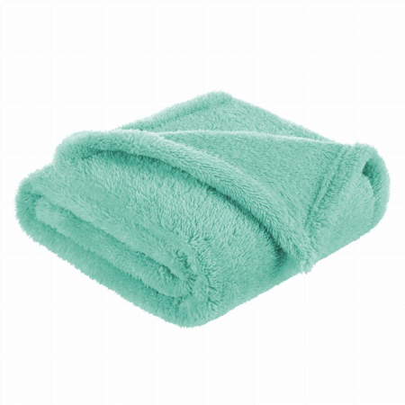 Lenjerii, baldachine, aparatoare - Bocioland - Paturica pufoasa pentru copii, Din fleece, Dimensiune mare 80 x 100 cm, Mint