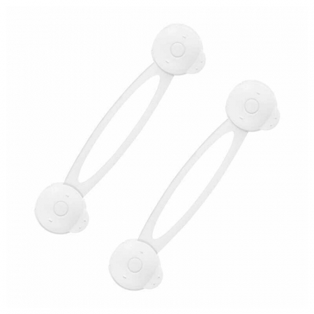 Bariere protectie pat - Bocioland - Set 2 sisteme de siguranta multifunctionale, Flexibile, Pentru sertare, Dulapuri, Frigider, Alb
