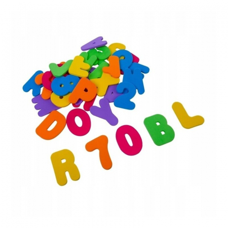 Etichete si Stickere - Bocioland - Set Stickere din spuma, Litere si cifre, Pentru baie, 36 bucati
