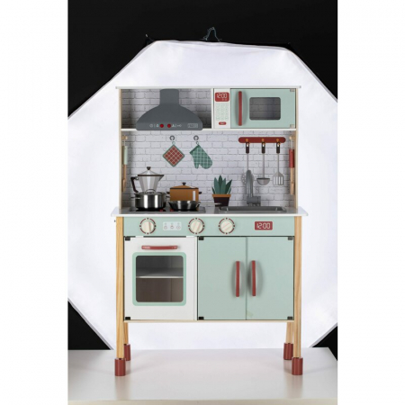 Bucatarie pentru copii, Mini Chef, Din lemn, Cu efecte de sunet si lumina, Cu accesorii, 70 x 30 x 104 cm, Free2Play [6]
