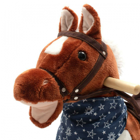 Calut balansoar din plus, Cu efecte de miscare a gurii si a cozii, Cu melodie de cowboy si efect de galop , Baby Mix, Maro Inchis [1]