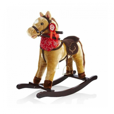 Leagane si balansoare - Calut balansoar din plus, Free2Play, Cu esarfa si manere, Cu sunete specifice si de galop, 74x30x64 cm, Brown