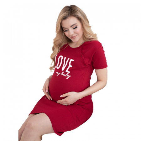 Camasa de alaptat M, Din bumbac, Cu capse oblice, I love my Baby, Bordeaux [6]