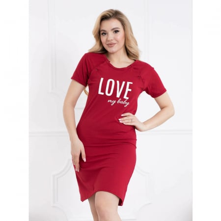 Camasa de alaptat M, Din bumbac, Cu capse oblice, I love my Baby, Bordeaux [9]