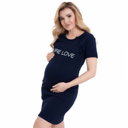 Camasi si pijamale - Camasa de alaptat M, Din bumbac, Cu capse oblice, Purelove, Navy Blue