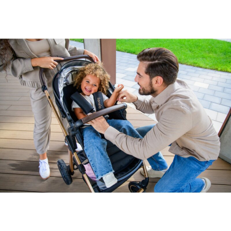 Carucior 3 in 1, Lionelo, Amber, Landou intarit, Scoica auto testata ADAC, Reversibil, Cu accesorii, Geanta parinti, Pana la 22 kg, Bej [60]