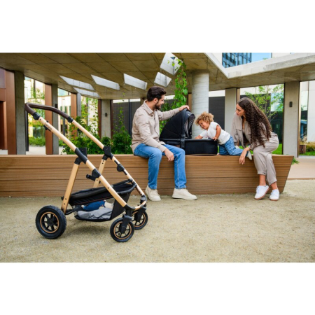 Carucior 3 in 1, Lionelo, Amber, Landou intarit, Scoica auto testata ADAC, Reversibil, Cu accesorii, Geanta parinti, Pana la 22 kg, Bej [36]