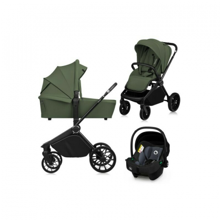 Carucioare 3 in 1 - Carucior 3 in 1, Lionelo, Mika Plus, Cadru din aluminiu, Cu landou intarit si salteluta moale, Scoica auto, Reversibil, Cu sistem de ventilatie 3D, Maner ajustabil, Cu accesorii, Pana la 22 kg, EN1888