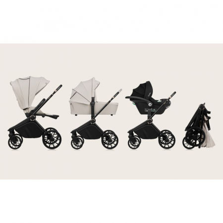 Carucior 3 in 1, Lionelo, Mika Plus, Cadru din aluminiu, Cu landou intarit si salteluta moale, Scoica auto, Reversibil, Cu sistem de ventilatie 3D, Maner ajustabil, Cu accesorii, Pana la 22 kg, EN1888 [34]