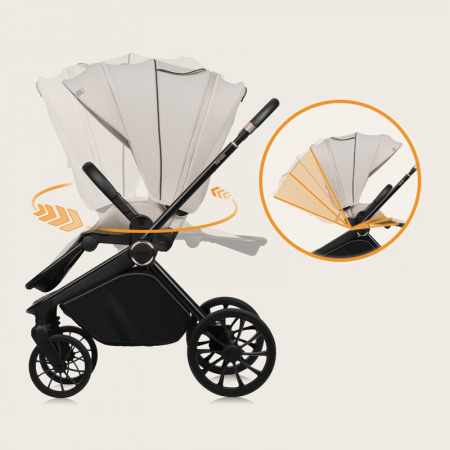 Carucior 3 in 1, Lionelo, Mika Plus, Cadru din aluminiu, Cu landou intarit si salteluta moale, Scoica auto, Reversibil, Cu sistem de ventilatie 3D, Maner ajustabil, Cu accesorii, Pana la 22 kg, EN1888 [40]