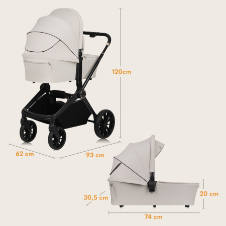 Carucior 3 in 1, Lionelo, Mika Plus, Cadru din aluminiu, Cu landou intarit si salteluta moale, Scoica auto, Reversibil, Cu sistem de ventilatie 3D, Maner ajustabil, Cu accesorii, Pana la 22 kg, EN1888 [33]