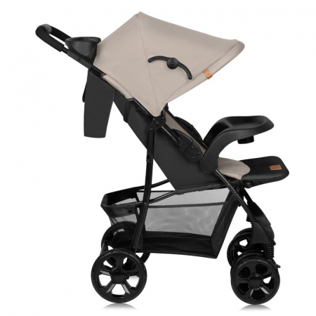Carucior sport, Lionelo, Emma Plus, Cu tavita, 2 Suporturi pentru pahar, Geanta accesorii, Conform cu standardul european de securitate EN1888-1, Bej [3]