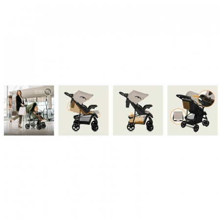 Carucior sport, Lionelo, Emma Plus, Cu tavita, 2 Suporturi pentru pahar, Geanta accesorii, Conform cu standardul european de securitate EN1888-1, Bej [20]