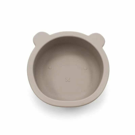 Cani , farfurii , tacamuri - Castron cu urechi de ursulet, Bocioland, Cu ventuze, Silicon, Fara BPA, 6-36 luni, Dark Beige