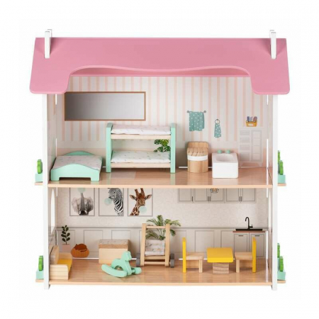 Casuta de papusi, Free2Play, Din lemn, Cu 11 piese de mobilier, Cu acces facil, 48,3 x 21 x 48 cm, 36 luni+, Multicolor [2]