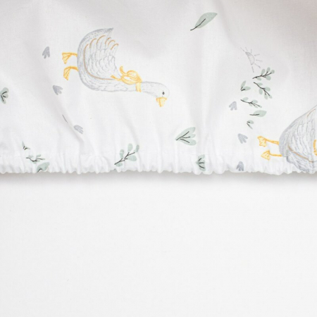 Cearceaf cu elastic, New Baby, Pentru landou, Din Bumbac certificat Oeko-Tex 100, 35 x 75 cm, 0 luni+, Goose [2]