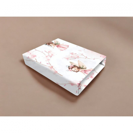 Cearceaf cu elastic, Qmini, Pentru patut co-sleeper, Aurora, Dimensiune 76 x 43 cm, Din bumbac certificat Oeko Tex Standard 100, Fairy Pink [1]
