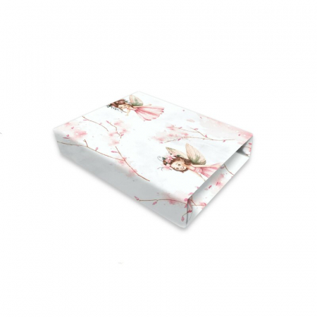 Lenjerii, baldachine, aparatoare - Cearceaf cu elastic, Qmini, Pentru patut co-sleeper, Aurora, Dimensiune 76 x 43 cm, Din bumbac certificat Oeko Tex Standard 100, Fairy Pink