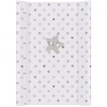 Saltele si accesorii infasat - Ceba Baby - Saltea de infasat, Cu Intaritura, 70x50 cm, Happy Stars Grey