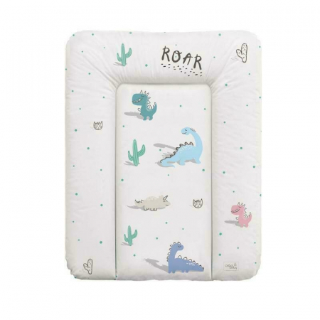 Saltele si accesorii infasat - Ceba Baby - Saltea de infasat moale cu dinozauri, Fara ftalati, 70 x 50 cm, Multicolor