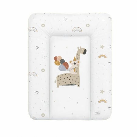 Saltele si accesorii infasat - Ceba Baby - Saltea de infasat moale Giraffe, Fara ftalati, 70 x 50 cm, Alb/Bej
