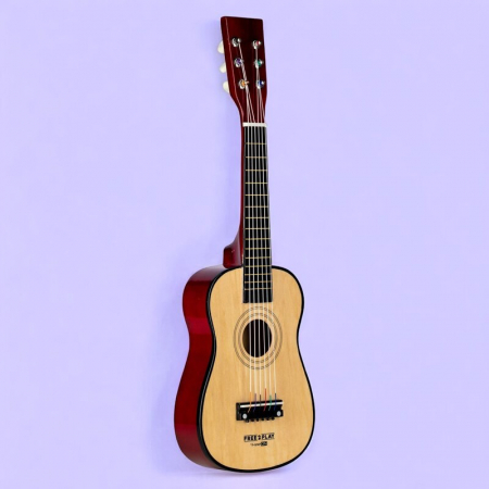 Chitara din lemn, Free2Play, Cu 6 corzi metalice, Dezvolta abilitatile motorii, Stimuleaza auzul si atentia auditiva, 59 cm, 3 ani+, Brown [1]