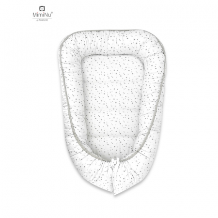 Cosuri de dormit - Cosulet bebelus Baby Cocoon 75x55 cm, Husa 100% bumbac, Mini Gray Stars