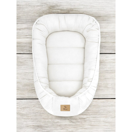 Cosulet bebelus, Qmini, Pentru dormit, Baby Nest 55 x 75 cm, Husa 100% muselina dubla, Material certificat Oeko Tex Standard 100, Cream [1]