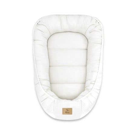Cosuri de dormit - Cosulet bebelus, Qmini, Pentru dormit, Baby Nest 55 x 75 cm, Husa 100% muselina dubla, Material certificat Oeko Tex Standard 100, Cream
