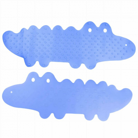 Covoras de baie, Bocioland, Antiderapant, Cu ventuze, Silicon, 33 x 90 cm, Crocodile Blue [2]