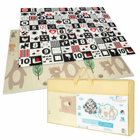 Centre de Activitati - Covoras de joaca, Bocioland, Little Bear, Pliabil, Protectie impotriva loviturilor, Dimensiune mare, 200 x 150 cm, Cu Imprimeu pe ambele parti, Potrivit pentru utlizare atat in interior, cat si in ext