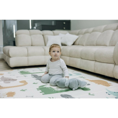 Covoras de joaca, FreeON, Magic Dino, Cu doua fete, Pliabil, Protectie impotriva loviturilor, 200 x 150 cm, Cu Imprimeu pe ambele parti, 0 luni+, Multicolor [6]