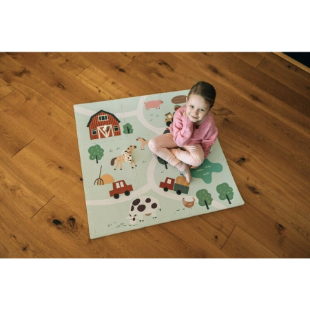 Covoras puzzle, Free2Play, Pentru copii, Din spuma, 91x91 cm, 9 bucati, 36 luni+, Farm [1]