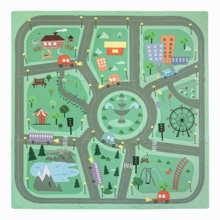 Centre de Activitati - Covoras puzzle, Free2Play, Pentru copii, Din spuma, 91x91 cm, 9 bucati, 36 luni+, Road