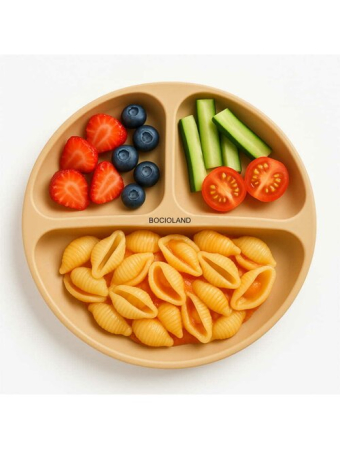Farfurie compartimentata, Bocioland, Rotunda, Cu 3 compartimente, Fara BPA, 6-36 luni, Beige [5]